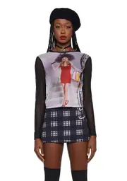 [Dolls Kill x Clueless] Barney Repeller Mesh Top