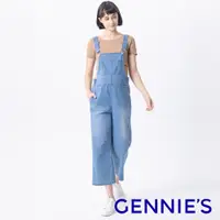 在飛比找蝦皮商城優惠-【Gennies 奇妮】率性寬版吊帶孕婦牛仔褲-藍(TJL0