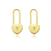 Culturesse Lark Love Sterling Silver 19mm Padlock Drop Earrings 18K Gold Plating