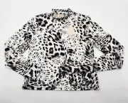 Elie Tahari Womens Size Medium Leopard Print Long Sleeve Mock Neck Shirt Top