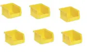 6 pack Storage Bin 5-3/8x4-1/8x3 inch Yellow Plastic Small Parts Container Stack