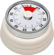 ONMELON Timer, Mechanical Kitchen Timer, No Battery Needed, Manual Wind - Up, Magnet Attachable, for Cooking, Baking, Yoga & More, Up to 1 Hour Precise Timing (Beige)