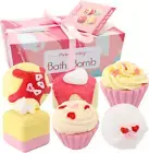 6 X Cupcake Natural Bath Bombs Gift Set, Party Set for Bubble Bath, Beautiful Ba