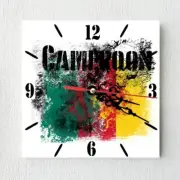 Cameroon Flag Wall clock patriots Wooden Tile Watch Support Décor