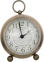 Generic Retro Alarm Clock Round Luminous Desktop Clock Night Light European Style Living Room Decor Silent Mute Table Clock for Office