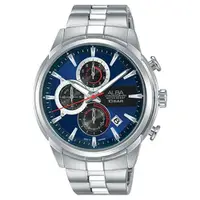 在飛比找ETMall東森購物網優惠-【ALBA】送禮首選 三眼計時男錶 不鏽鋼錶帶 藍 防水10