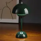Dark Green Mushroom Table Lamp - 3 Color Stepless Dimmable Touch, Rechargeable B
