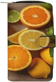 [LQPMNK] PU Leather Wallet, Lemons And Oranges Print Wallet with Multiple Slots Elegant Wallet Business Wallet Travel Wallet Bifold Wallet, style, 19.7x11x3.5cm, Minimalist