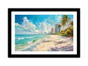Beach City Canvas Framed Art On Canvas