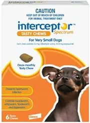 Interceptor Spectrum Tasty Chews for Very Small Dogs Up to 4Kg Brown 6 Chews