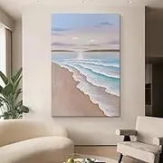 Hand-Painted Oil Paintings for 100% - Modern Sea Scenery Sofa Background Wall Painting,Large Size Artwork Picture Decoration, for Living Room End of Stairway Hallway,As Shown,110 X 170 Cm(44"X67")