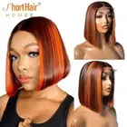 Ginger Orange Color Short Bob Wig Glueless Wigs Human Hair Lace Frontal Wigs