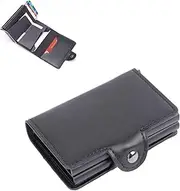 [Grcfumo] Credit Card Holder, RFID Blocking Small Mini Business Metal Wallet, Aluminium Alloy PU Credit Card Protector Case for Men or Women