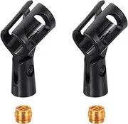 uxcell 2Pcs Microphone Clip Adjustable Mic Holder Flexible Wireless Mic Stand Adapter for Handheld Mics with Metal 5/8" Male to 3/8" Female Screw Adapter