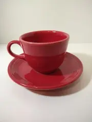 Vtg Fiestaware Homer Laughlin Red Coffee Cup and Saucer Set Retired