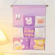 JSEIAJB Storage Hanging Bag Wall Hanging Door Behind The Wall Wall Hanging Bedroom Storage Bag Hanging Pocket(White-Dinosaur Doodle4)