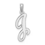 14K White Gold 14Kw Script Letter J Initial Pendant