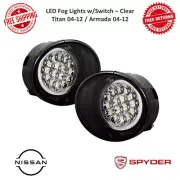 Spyder LED Fog Light Pair w/Switch Black Clear Bolt-on For 04-12 Titan / Armada