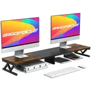 Dual Monitor Stand Riser, Large Wood Monitor Riser for 2 Monitors, Monitor Li...