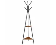 Coat Rack Freestanding, Coat Hanger Stand, Hall Tree with 2 Shelves, for Clothes, Hat, Bag, Industrial Style, Rustic Brown and Black