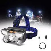 5 LED Headlamp With Built-in 14500 Battery, Rechargeable 4 Modes Head Light