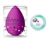 Authentic BeautyBlender Purple Makeup Sponge & Mini Solid Cleanser Latex Free