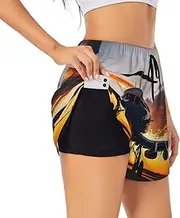 [GaxfjRu] Aircraft Plane at Sunset Print Women's Running Shorts High Waisted Running Shorts Pocket Sporty Gym Elastic Short