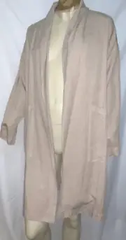Eileen Fisher Khaki Tencel Linen Blend Shawl Collar Open Front Jacket S/M
