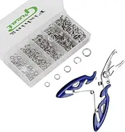 Greatfishing 200PCS High Strength Heavy Stainless Steel Split Ring Lure Tackle Connector with Fishing Pliers Fishing Accessory