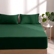 Dreamaker Superfine Washed Microfibre Combo Fitted Sheet Set Hunter Green Double Bed