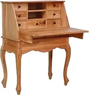 Solid Mahogany Secretary Desk - 78x42x103cm Wood Office Table with Adjustable Design, Standing & Desks for Home Computer