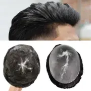 Full Poly Mens Toupee Hairpieces 0.12mm Pu Human Hair Unit For Men Natural Ha...