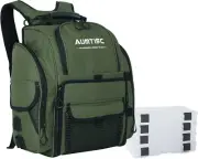 Fishing Tackle Backpack with 4 Tackle Boxes, 2 Rod Holder, Rain Cover, Large Fis