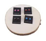 Native American Man-made Opal Stud Earrings - Handcrafted Navajo Sterling Silver