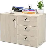 Ideal for Office and Home Storage, Wooden 3 Drawer Filing Cabinet with Doors - Perfect Mobile File Cabinet for Closet Document Organization, Durable Storage Solution for Home Office Organization