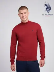 U.S. Polo Assn. Red Mens Combed 100% Cotton Turtle Neck Sweater (AD5174) | $138