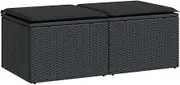 vidaxl 2 Piece Garden Sofa Set with Cushions - Black Poly Rattan Modular Design Seating for Outdoor Patio, Terrace, or Backyard