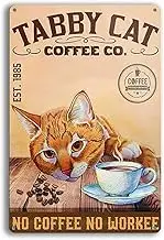 no coffee no workee Funny Cat Tin Sign Bar Pub Diner Cafe Wall Decor Home Decor Art Poster Retro Vintage 8x12 inch signs (6)