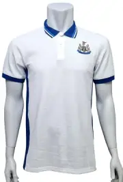 NEWCASTLE UNITED Official Mens Cotton Short Sleeve White Blue Polo Top Castore