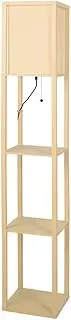 [Emitto] Floor Lamp LED Storage Shelf 3 Tier Wood Standing Reading Corner Light