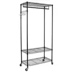 Adjustable Shelves With Hooks Garment Rack Black