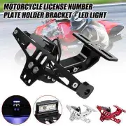 Motorcycle Alloy Number Plate Bracket & LED Lights Streetfighter Tail Tidy BLACK