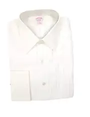 Brooks Brothers Traditional All Cotton 15-32 10-Pleat Front Tuxedo Shirt White