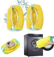 [KAJIAOAO] Shoe Washing Bag for Machine and Dryer - Laundry Bag With Zipper, Reusable Cleaning Bag for All Shoes, Sneakers (Yellow, 2 Pieces)