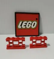 LEGO Fence 1 X 4 X 2 Oriental Asian Lattice W/ 4 Studs RED (x2) 32932 NEW PARTS
