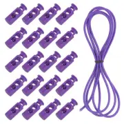 25 Pcs Double Hole Cord Locks with Elastic Cord, Purple