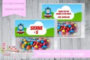 PERSONALISED BIRTHDAY PARTY LOLLY/LOOT BAG & TOPPER - THOMAS THE TANK ENGINE