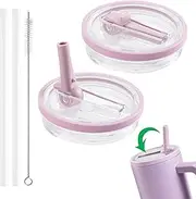 2 Pack Replacement Lids for 40oz Cups for Stanley Cup Accessories, Reusable Spill-Proof Lid with Straw, Replacement Lid for Stanley Cup Accessories (Purple)