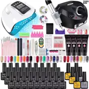 Nail Gel Kit with Lamp, Acrylic Nail Kit, Poly Nail Gel, Glitter, UV Builder Gel, Manicure Tool Set
