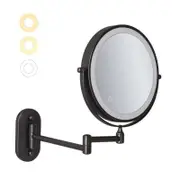 Wall Mounted Lighted Makeup Mirror 8" 10X Magnifying Cosmetic Mirror with 3 Color Modes USB Charging Type-Black